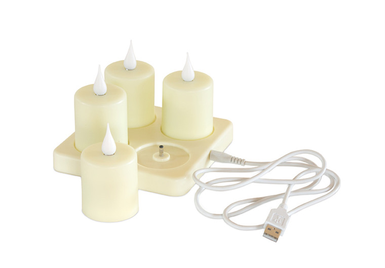 Melrose Candle (Set Of 4) Rechargeable 4"H Plastic 73467DS
