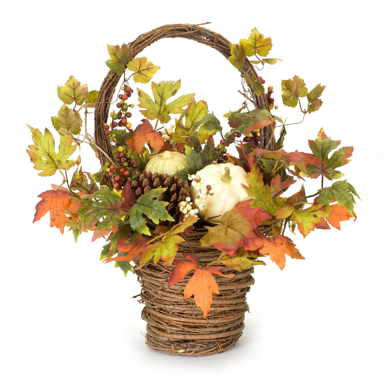 Melrose Pumpkin/Gourd/Fall Leaf Basket 14"L X 20.5"H Polyester 76415DS