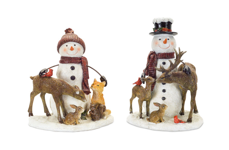 Melrose Snowman With Animals (Set Of 2) 9.75"H Resin 76779DS
