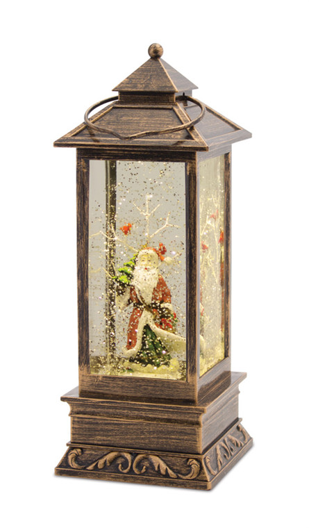 Melrose Santa And Tree Lantern Snow Globe/Timer 12.25"H Plastic 76873DS