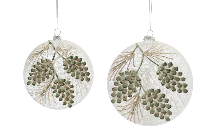 Melrose Pine Cone Disc Ornament (Set Of 4) 5.5"H, 6.5"H Glass 76925DS