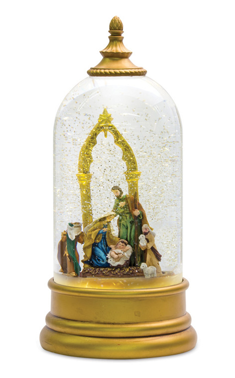 Melrose Nativity Snow Globe 10.5"H Plastic 6 Hr Timer 3 Aa Batteries, Not Included Or Usb Cord Included 80774DS