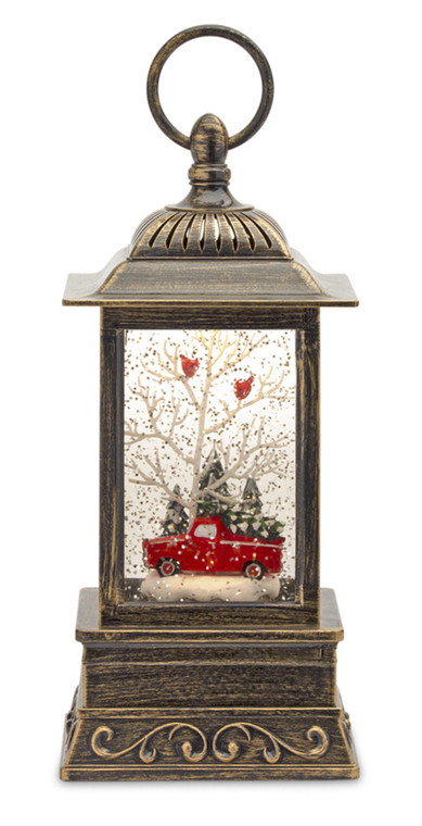 Melrose Snow Globe Lantern W/Truck 10.25"H Plastic 6 Hr Timer 3 Aa Batteries, Not Included Or Usb Cord Included 80785DS