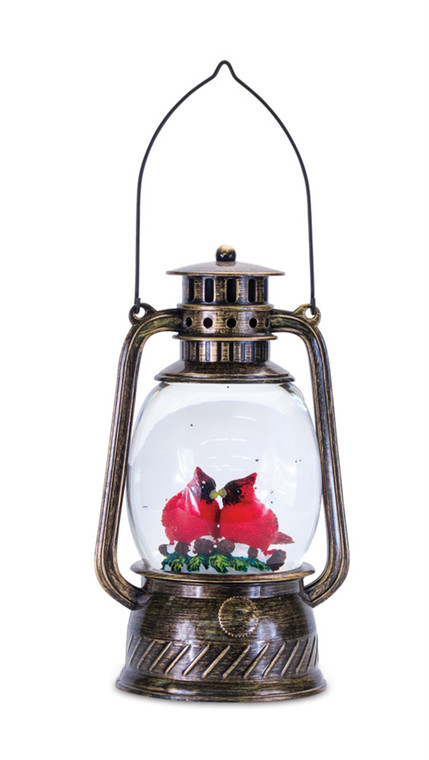 Melrose Snow Globe Lantern W/Cardinal 11.5"H Plastic 6 Hr Timer 3 Aa Batteries, Not Included Or Usb Cord Included 80787DS