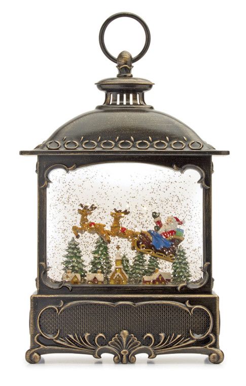 Melrose Snow Globe Lantern W/Santa 12"H Plastic 6 Hr Timer 3 Aa Batteries, Not Included Or Usb Cord Included 80788DS