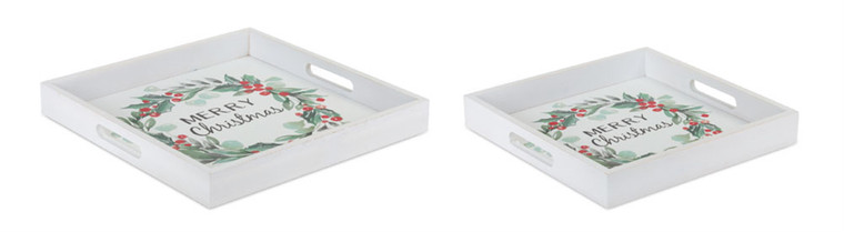 Melrose Christmas Tray (Set Of 2) 13.5"L, 16"L Mdf/Wood 80955DS