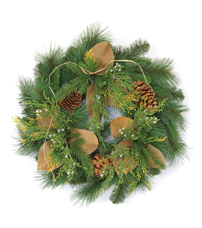 Melrose Pine And Magnolia Leaf Wreath 19"D Pvc/Plastic 81156DS