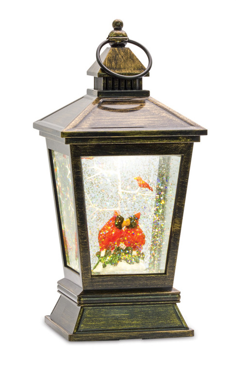 Melrose Cardinal Snow Globe Lantern 10.5"H Acrylic 6 Hr Timer 3 Aa Batteries, Not Included 81292DS