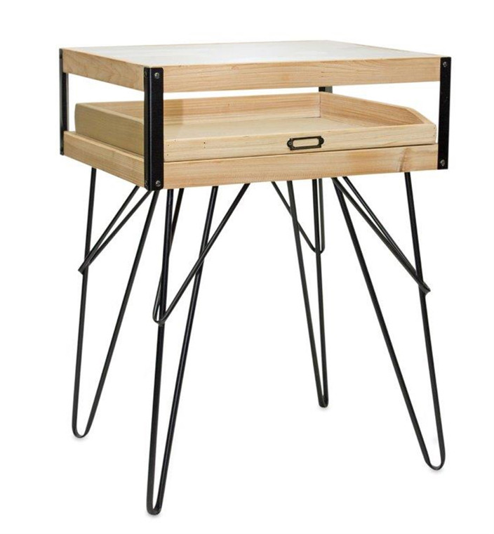 Melrose Accent Table With Glass Top 19.75"L X 16"W X 26.5"H Wood/Metal/Glass 82065DS