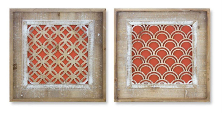 Melrose Wall Plaque (Set Of 2) 15.25"Sq Mdf/Wood 82132DS