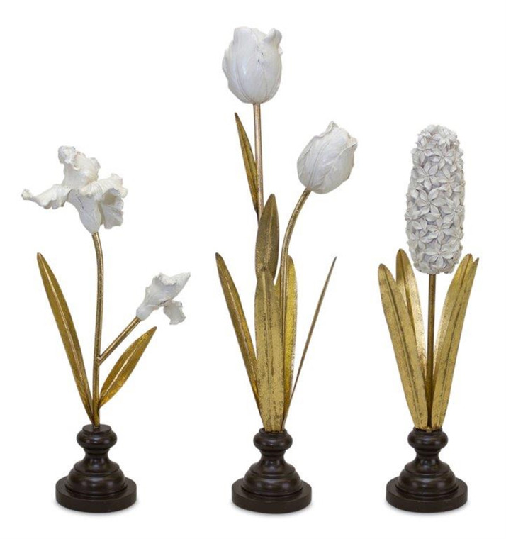 Melrose Floral Décor (Set Of 3) 15.5"H, 18"H, 22.5"H Resin/Metal 82196DS