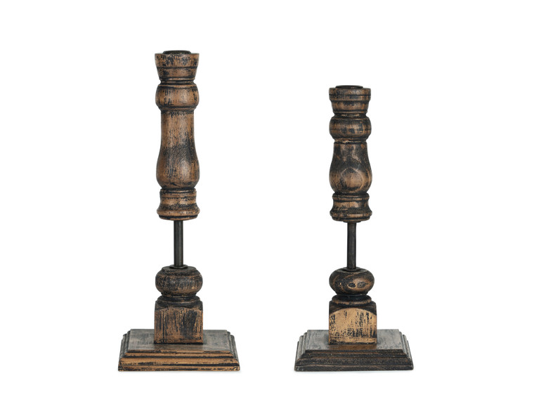 Melrose Taper Candle Holders (Set Of 2) 11.5"H, 13"H Wood/Iron 82274DS
