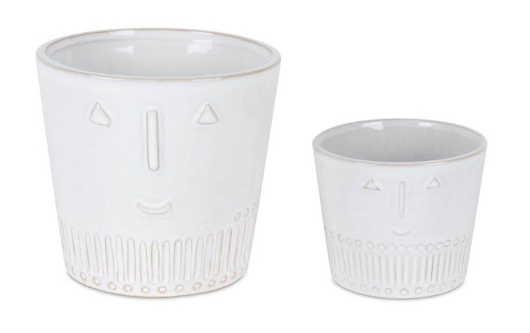 Melrose Pot (Set Of 2) 4.25"D X 3.5"H, 5.5"D X 5.25"H Porcelain 82513DS