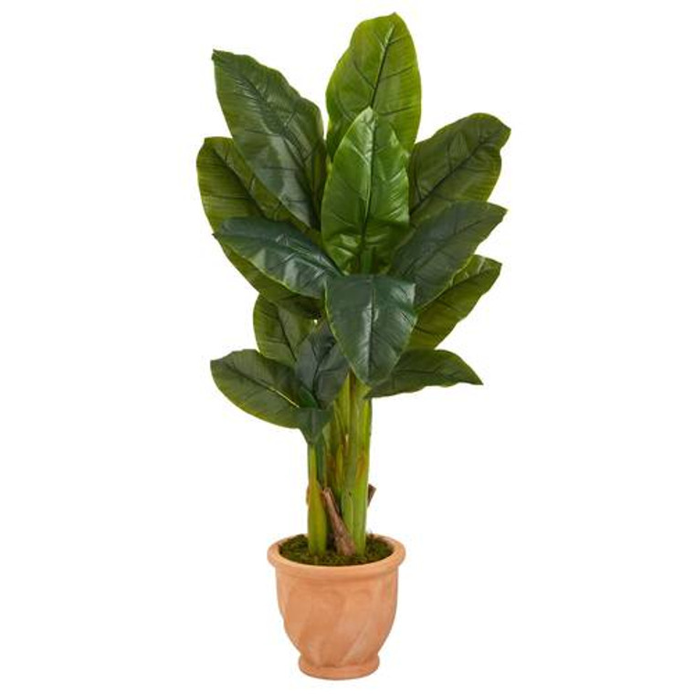 Nearly Natural 49" Triple Stalk Artificial Banana Tree In Terra-Cotta Planter (Real Touch) T1360
