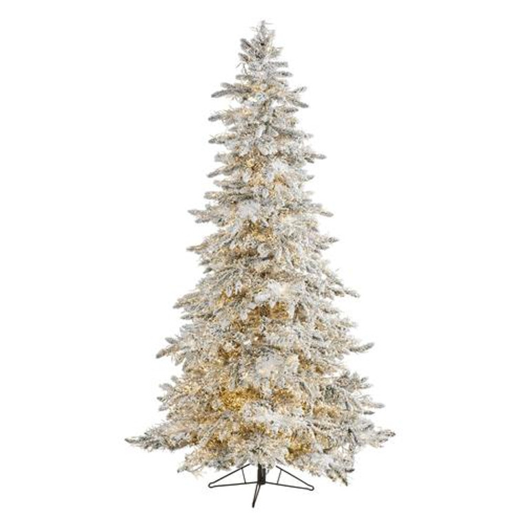 Nearly Natural 7.5' Flocked Gr& Northern Rocky Fir Artificial Christmas Tree With 6672 Warm Cluster (Multifunction) Led Lights T1568