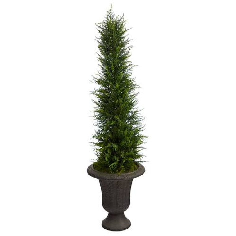 Nearly Natural 4' Cypress Artificial Tree In Charcoal Urn Uv Resistant (Indoor/Outdoor) T2606