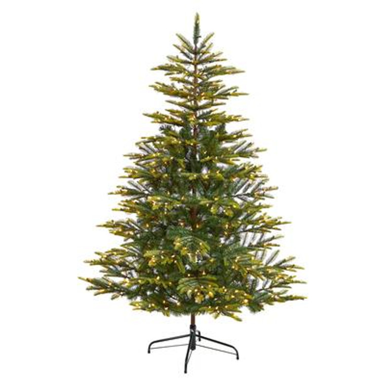 Nearly Natural 6' Barcelona Mountain Spruce Artificial Christmas Tree With 873 Bendable Branches & 450 Clear Led Lights T2352