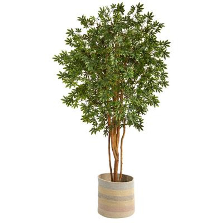 Nearly Natural 6' Japanese Maple Artificial Tree In Handmade Natural Cotton Multicolored Woven Planter T2901