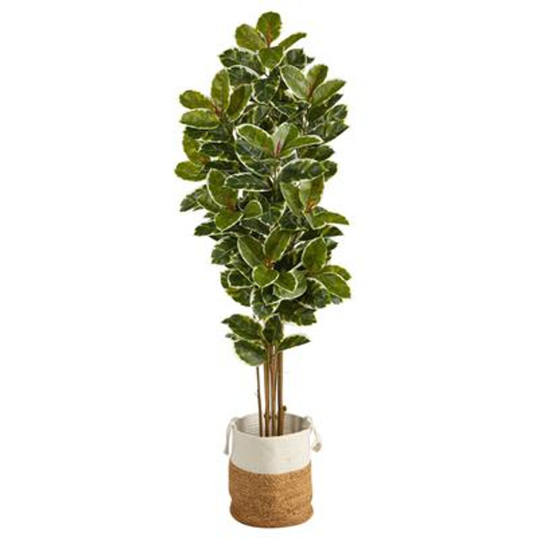 Nearly Natural 6' Oak Artificial Tree In Handmade Natural Jute And Cotton Planter Uv Resistant (Indoor/Outdoor) T2967