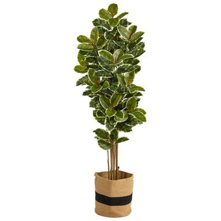 Nearly Natural 6' Oak Artificial Tree In Handmade Natural Cotton Planter Uv Resistant (Indoor/Outdoor) T2968