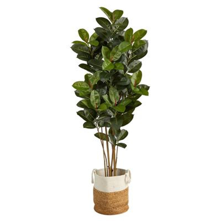 Nearly Natural 5.5' Oak Artificial Tree In Handmade Natural Jute And Cotton Planter Uv Resistant (Indoor/Outdoor) T2970