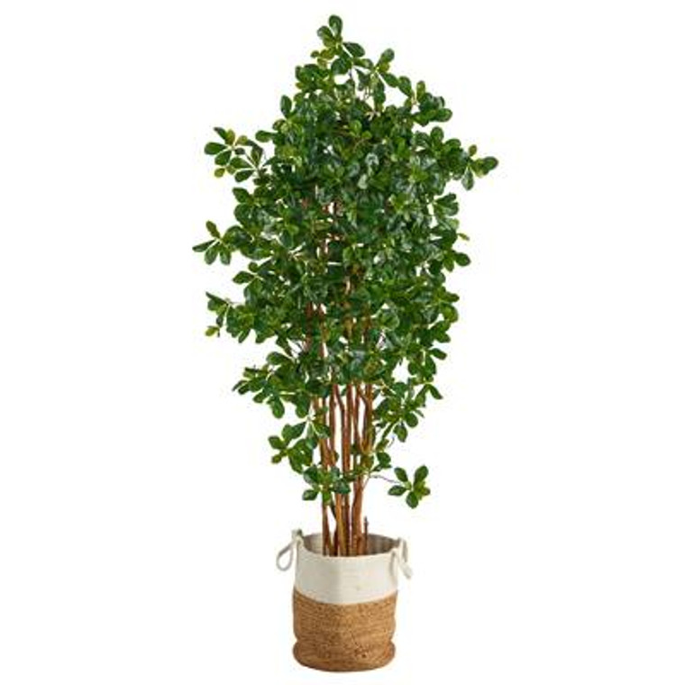 Nearly Natural 6' Black Olive Artificial Tree In Handmade Natural Jute And Cotton Planter T2977
