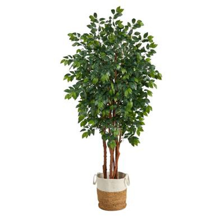 Nearly Natural 7' Sakaki Artificial Tree In Handmade Natural Jute And Cotton Planter T2987