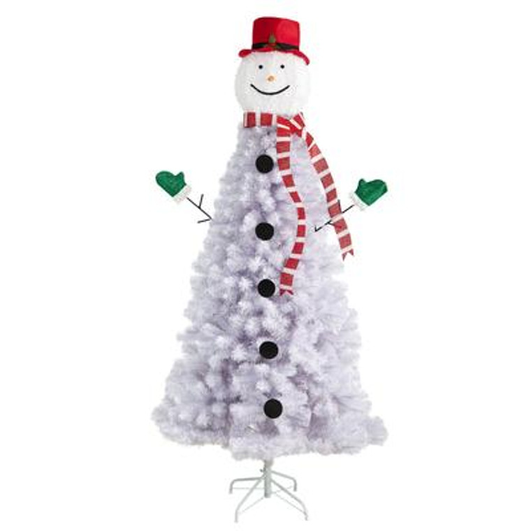 Nearly Natural 6.5' Snowman Artificial Christmas Tree With 804 Bendable Branches T3041