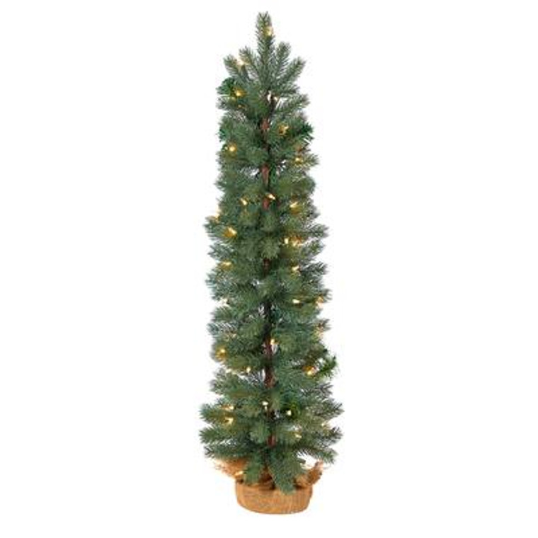 Nearly Natural 3' Green Pine Artificial Christmas Tree With 50 Warm White Lights Set In A Burlap Base T3253