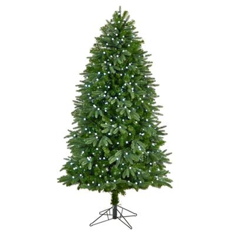 Nearly Natural 6.5' Fraser Fir Artificial Christmas Tree With 550 Gum Ball Led Lights With Instant Connect Technology & 965 Bendable Branches T3292