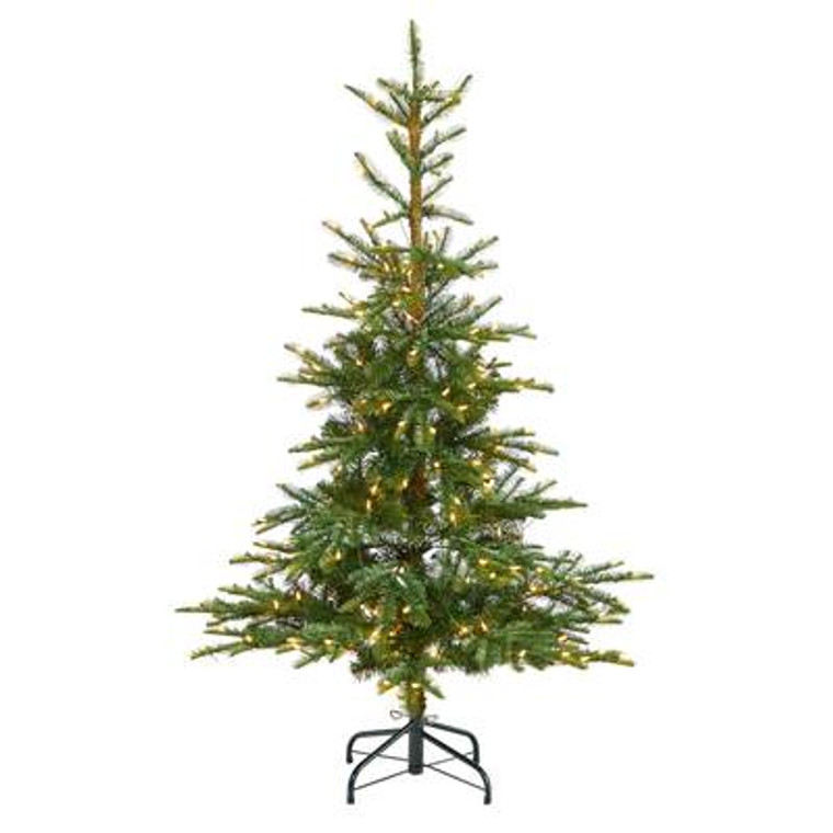 Nearly Natural 5' Layered Washington Spruce Artificial Christmas Tree With 200 Clear Lights & 385 Bendable Branches T3340