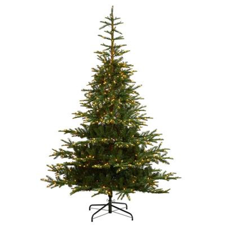 Nearly Natural 8' Layered Washington Spruce Artificial Christmas Tree With 650 Clear Lights & 1561 Bendable Branches T3341