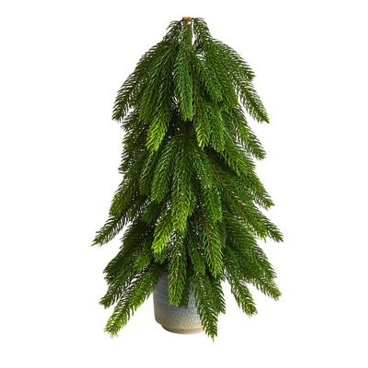 Nearly Natural 17" Christmas Pine Artificial Tree In Decorative Planter T3369
