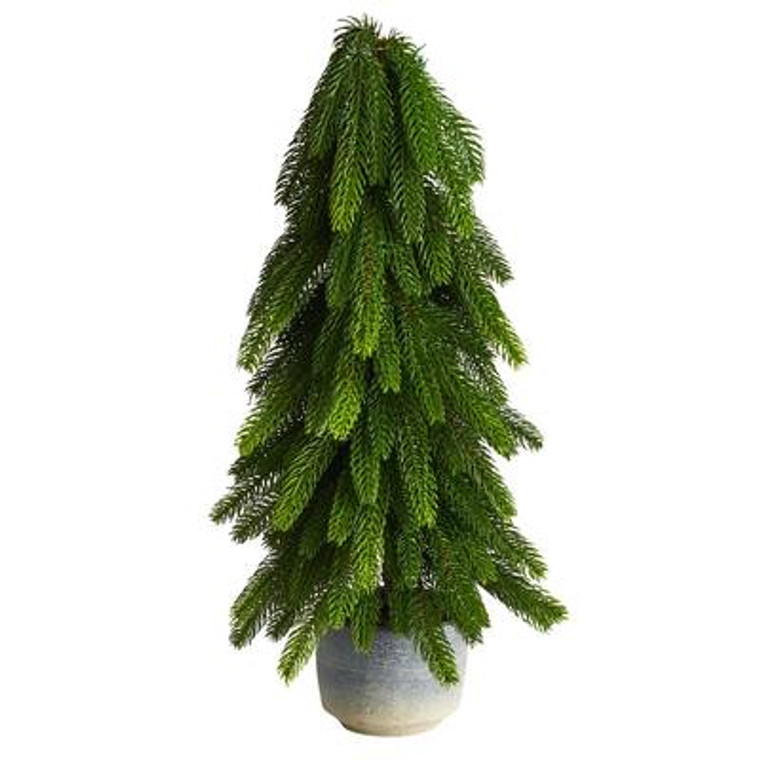 Nearly Natural 21" Christmas Pine Artificial Tree In Decorative Planter T3370