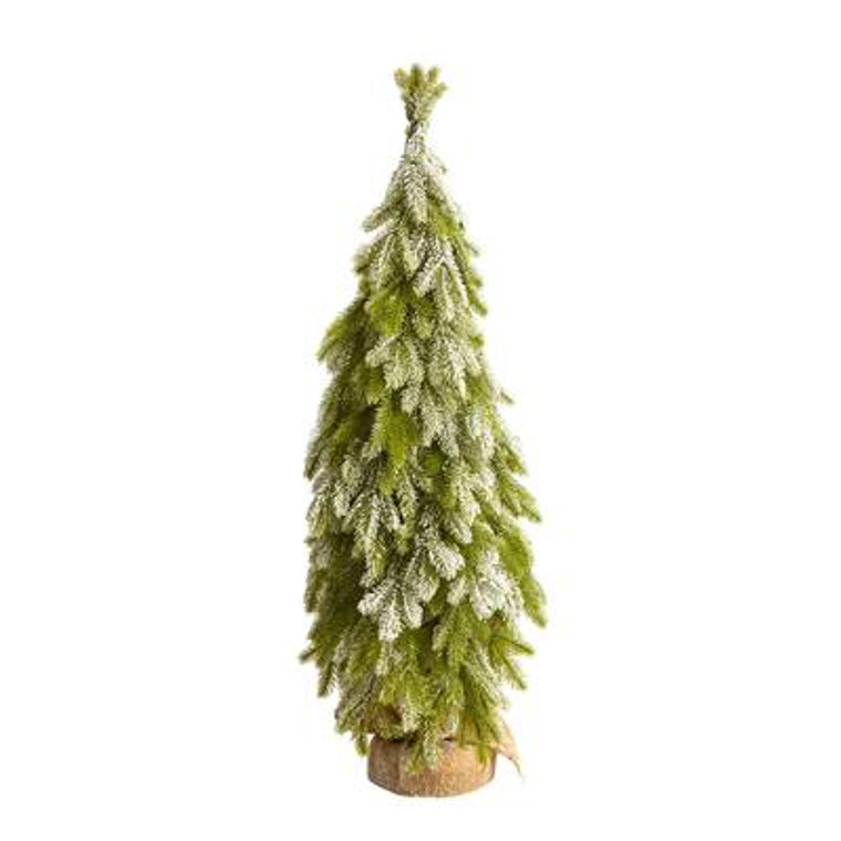 Nearly Natural 35" Snow Flocked Down Swept Holiday Artificial Christmas Tree In Burlap Base T3371