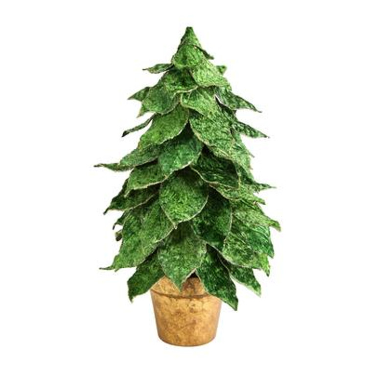 Nearly Natural 16" Mini Velvet Christmas Artificial Tree In Golden Planter T3379