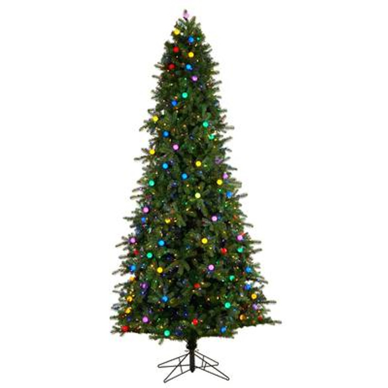 Nearly Natural 9.5' Montana Mountain Fir Artificial Christmas Tree With 1150 Multi Color Led Lights & Instant Connect Technology, 125 Globe Bulbs T3520