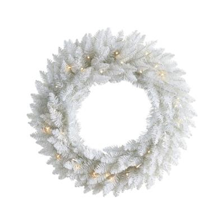 Nearly Natural 24" Colorado Spruce Artificial Christmas Wreath With 179 Bendable Branches And 35 Warm Led Lights W1174