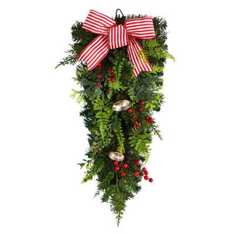 Nearly Natural 26" Holiday Christmas Bells And Bow Artificial Swag W1266