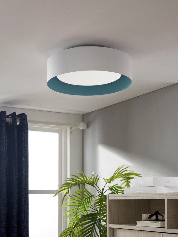 Bromi Lynch White And Baby Blue Ceiling Light B4106WBB