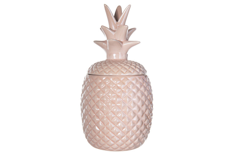 Urban Trends Ceramic Pineapple Canister With Top Removable Lid Lg Gloss Finish Light Pink (Pack Of 6) 44240