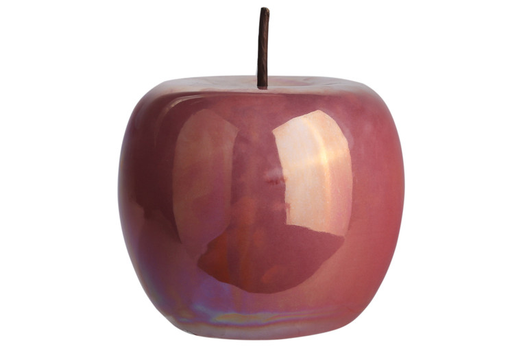 Urban Trends Ceramic Apple Figurine With Stem Lg Polished Pearlescent Finish Dusty Rose (Pack Of 6) 50968