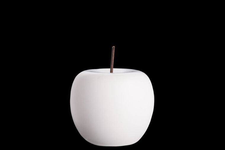 Urban Trends Porcelain Apple Figurine With Stem Sm Matte Finish White (Pack Of 6) 50973