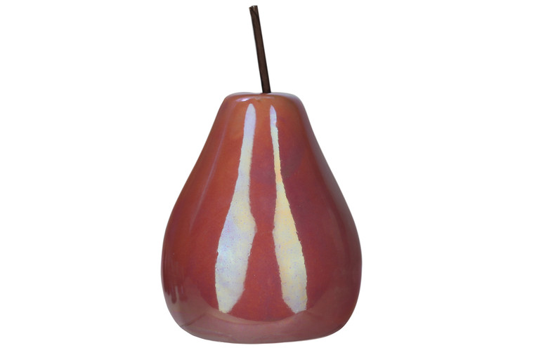Urban Trends Ceramic Pear Figurine With Stem Lg Polished Pearlescent Finish Dusty Rose (Pack Of 6) 50982