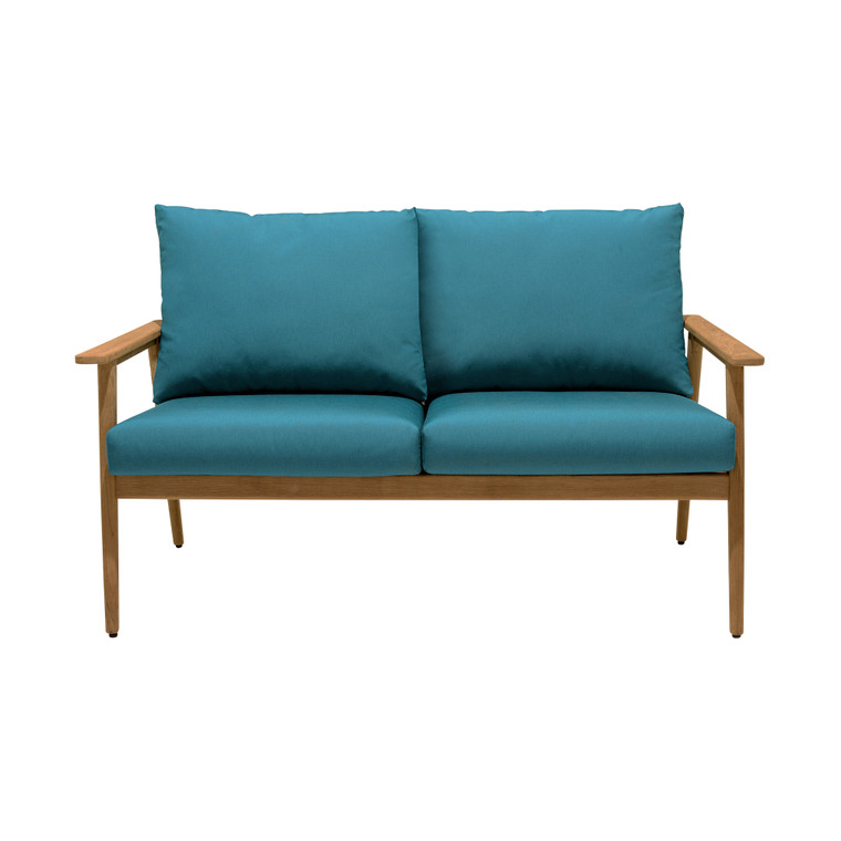 Eve Outdoor Teak Wood Sofa With Teal Olefin LCEVSOTL By Armen Living