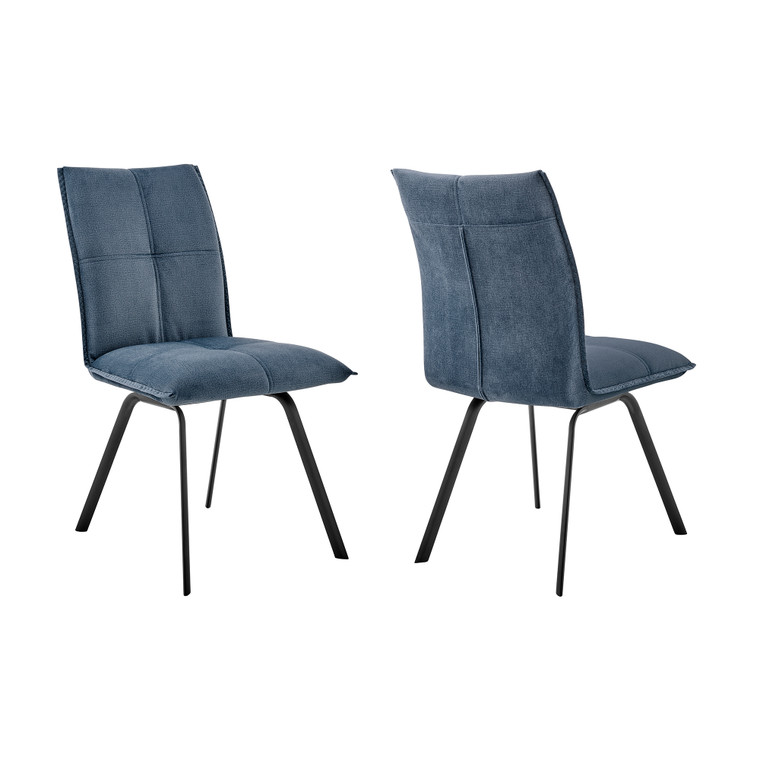 Rylee Dining Room Accent Chair In Blue Fabric And Black Finish - Set Of 2 LCRYSIBLU By Armen Living