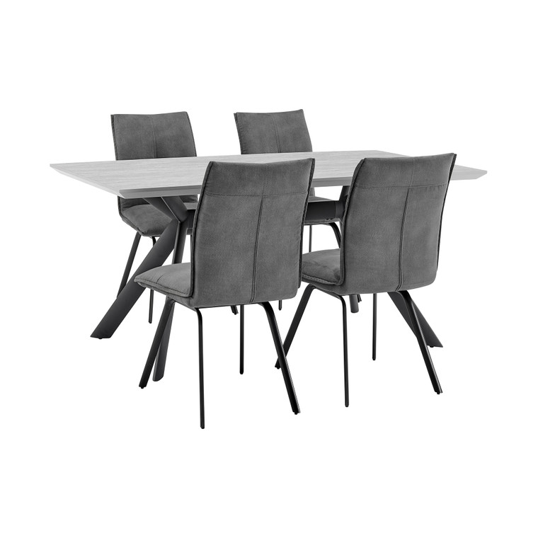 Margot And Charcoal Rylee 5 Piece Modern Rectangular Dining Set SETMNDI5RYCH By Armen Living