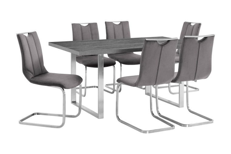 Fenton And Gray Pacific 7 Piece Modern Rectangular Dining Set SETFEDI7FEGR By Armen Living