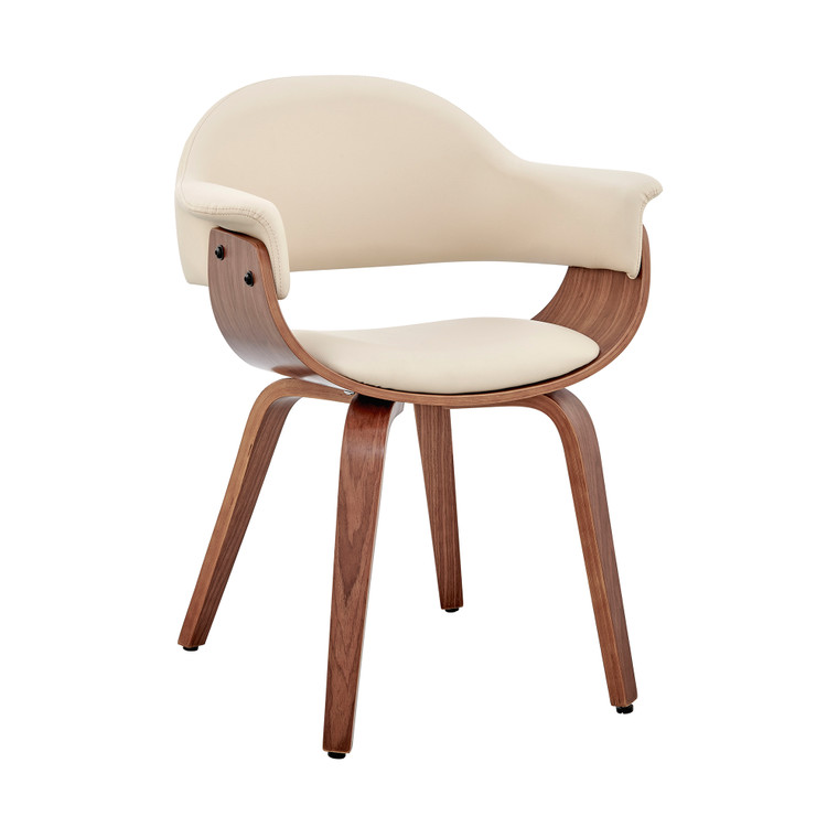 Adalyn Cream Faux Leather And Walnut Wood Dining Room Accent Chair LCADCHWACR By Armen Living