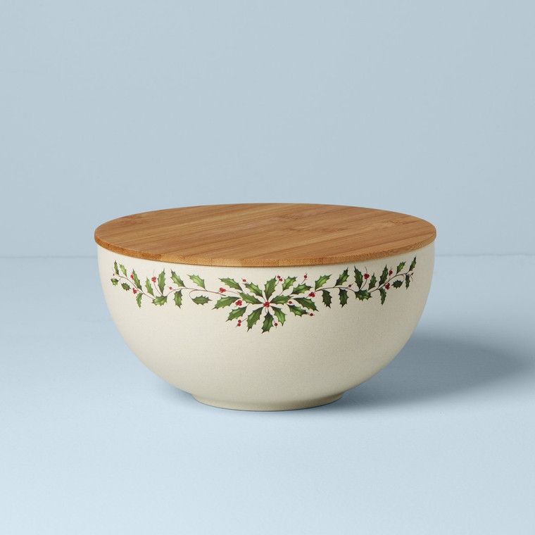 Lenox Holiday Serve Bowl With Wooden Lid 893503